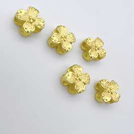 批服饰金属配件合金哑金电镀镂空四叶草装饰散珠项链手链挂件隔珠