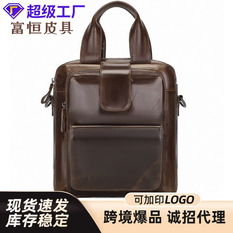 Laptop, leather one-shoulder bag, business version, genuine leather