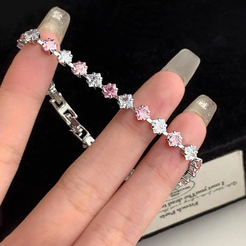 女性用のハイエンドで絶妙なカラフルなジルコンブレスレット、軽い贅沢、ニッチなファッション、多用途、超光沢のあるフルダイヤモンドブレスレット|undefined