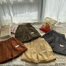 小糖2024夏季韩版新款儿童100-140工装小标休闲短裤可乐klx230