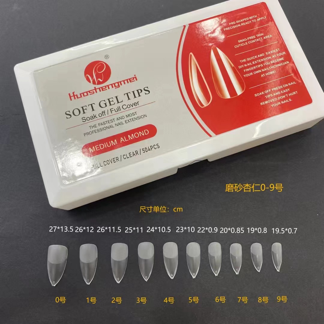 Huasheng Meixiang almendras trapezoidal sin marcas de uñas semibraste sin pulido para manicuras especiales transfronterizas 500 piezas