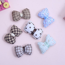 棋盘格蝴蝶结DIY服饰发夹手机壳鞋袜箱包配件批发春秋款手工充棉