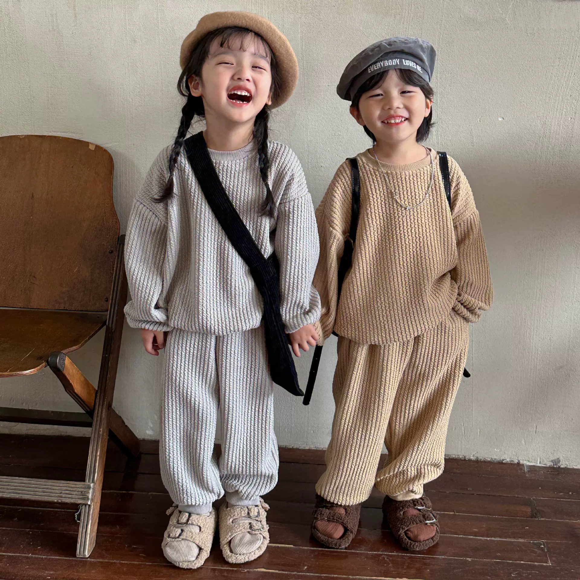 儿童秋装套装女童针织衫男童运动卫衣2025新款春秋季休闲宝宝衣服