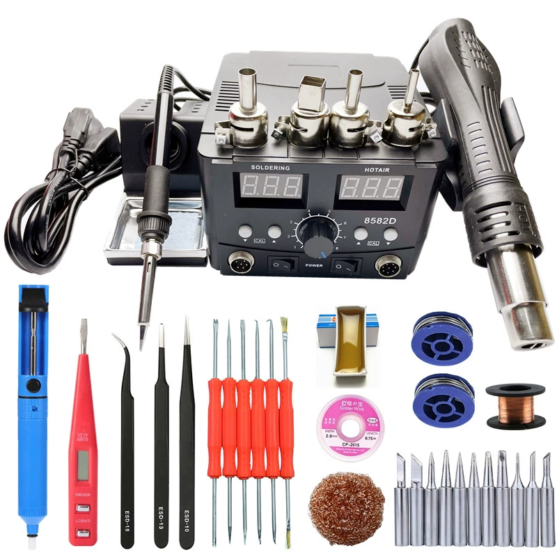 Трансграничная ветряная пушка сварочная станция 2in1 936 электрический паяльник 8588 ветровая пушка 8582D цифровой дисплей автоматический спящий разборка и сварка для ремонта