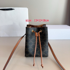 凯旋门包包专柜老花斜挎包抽绳水桶单肩包时尚百搭女包复古化妆包