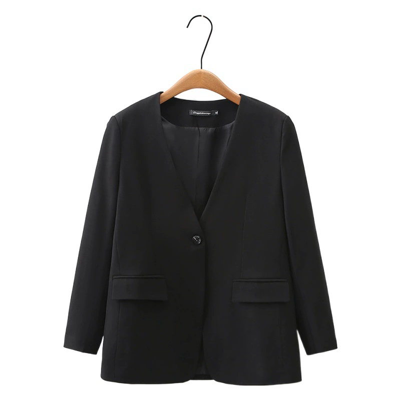 2023 осенний нишевый костюм с V-образным вырезом больших размеров женский модный простой костюм толстый MM200 кг пальто темперамент 2328