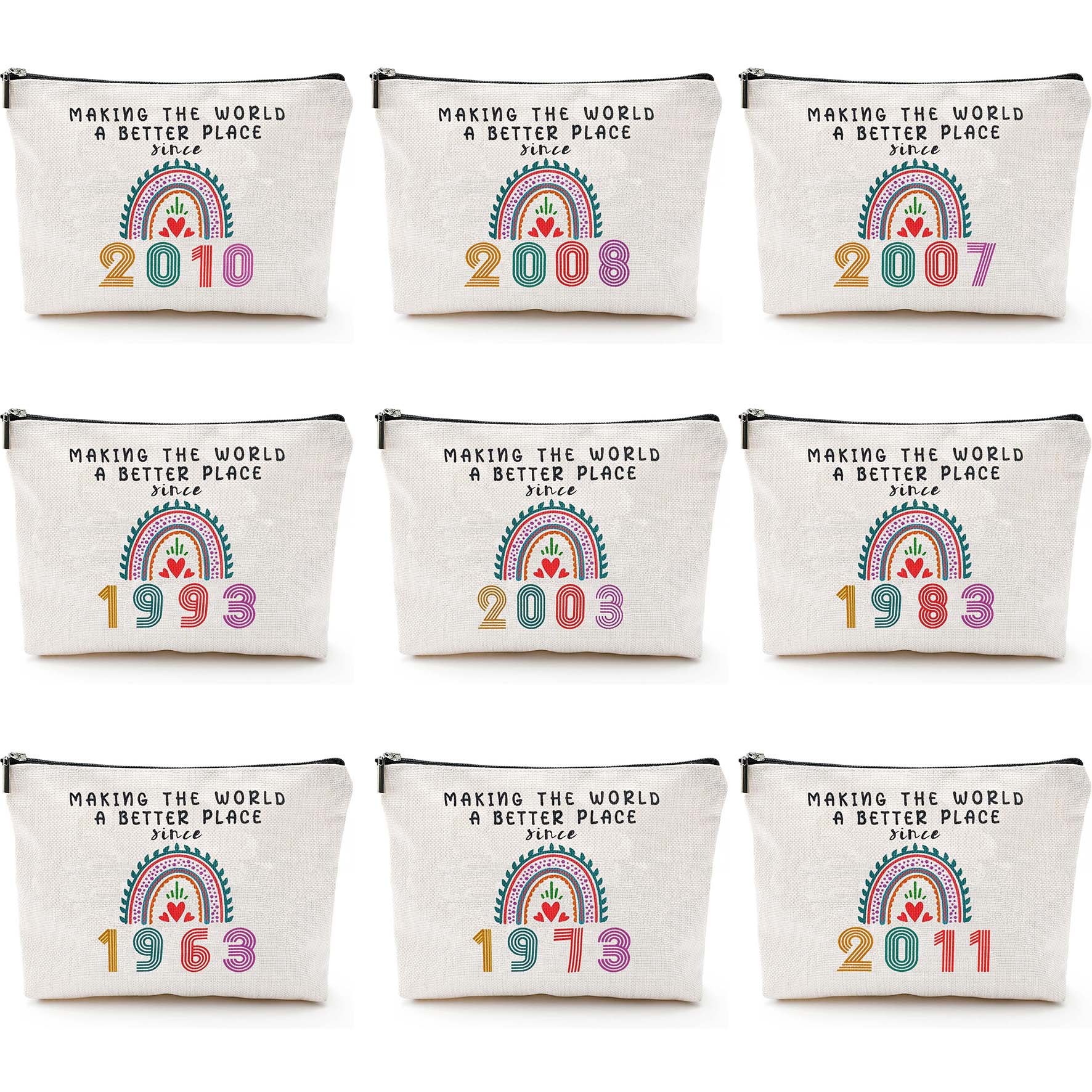 Transfronterizo Amazon explosivo cumpleaños impresión doble cara bolsa de maquillaje bolsa de almacenamiento bolsa de cremallera multifuncional para mujeres
