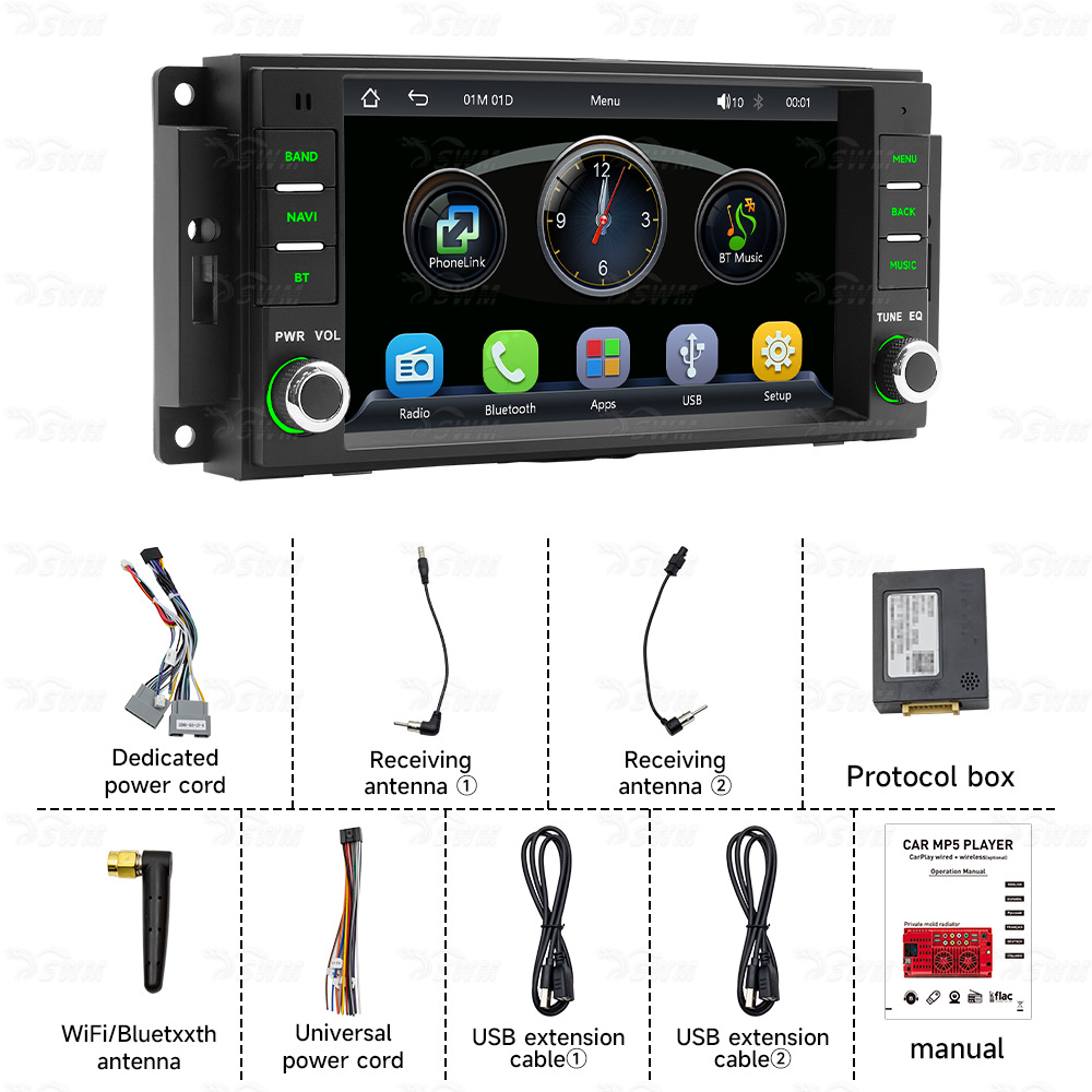 Aplicable a Jeep Wrangler F133 MP5 HD imagen de marcha atrás carplay pantalla de control central máquina de coche