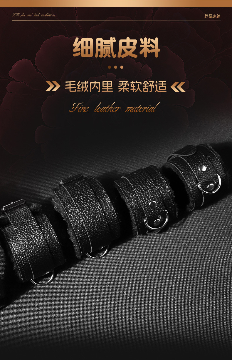 Stainless Steel Anal Plug with Bondage Collar and Leg Spreader for Adult Couples — detail image 23