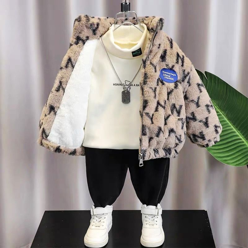 어린이 의류 소년 코트 가을과 겨울 잘 생긴  의 기모 중간 두꺼운 코튼 패딩 코트 아이들의 두꺼운 겨울 코트 유행 코튼 패딩 재킷