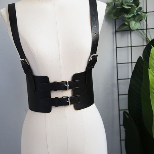 Street photography fashion ladies girdle s punk style wide suspenders versatile fashion shoulder straps European and American waist belt