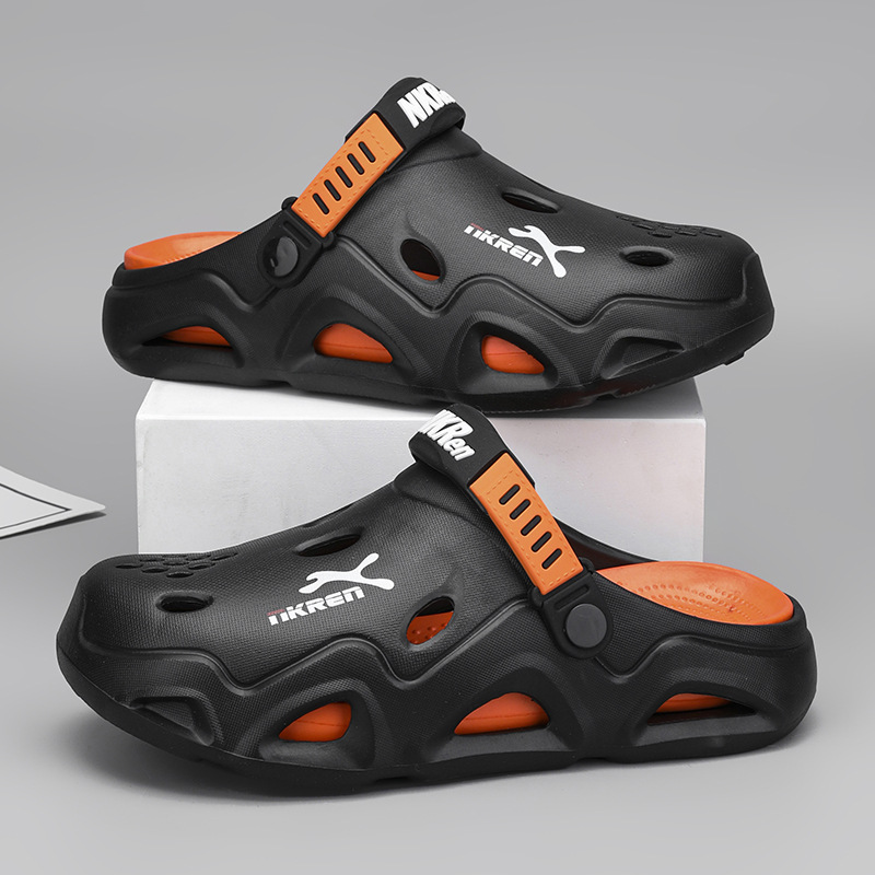 Zapatos con agujeros para hombres, tendencia de verano, sandalias de playa al aire libre simples, EVA, ropa exterior, deportes antideslizantes, zapatillas de Baotou para hombres