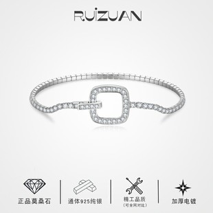 S925 Sterling Silver European and American-style Moissanite Bracelet Women's Light Luxury Niche Design Elegant Fashion All-match Tennis Bracelet