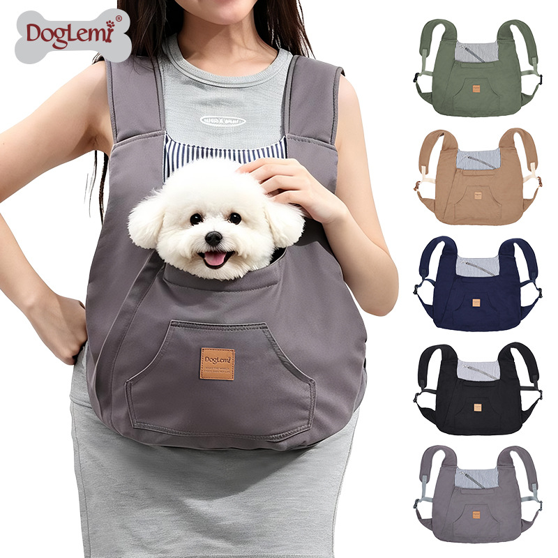Pet backpack for small dogs, front-carry backpack for cats with safety leash, cross-shoulder strap bag for dogs