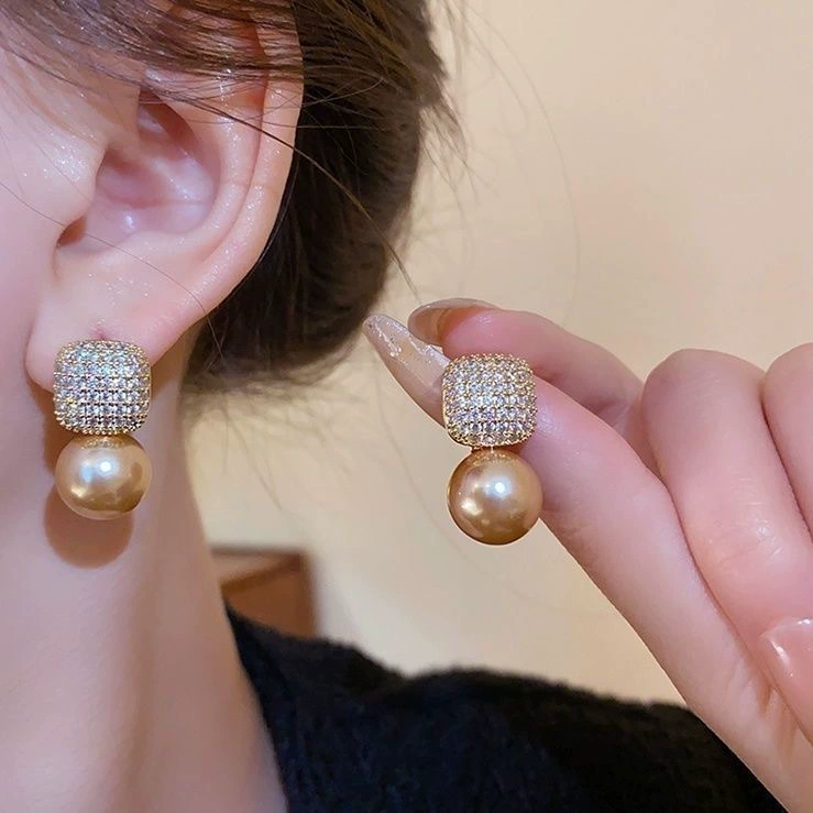 Серьги из циркона с жемчужиной, ретро красная серебряная игла, серебро 925 образец