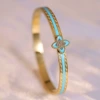 6mm light blue glue-drop four-leaf grass