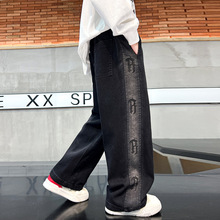 男童秋冬装直筒牛仔裤2025新款青少年加绒宽松长裤中大儿裤子冬装