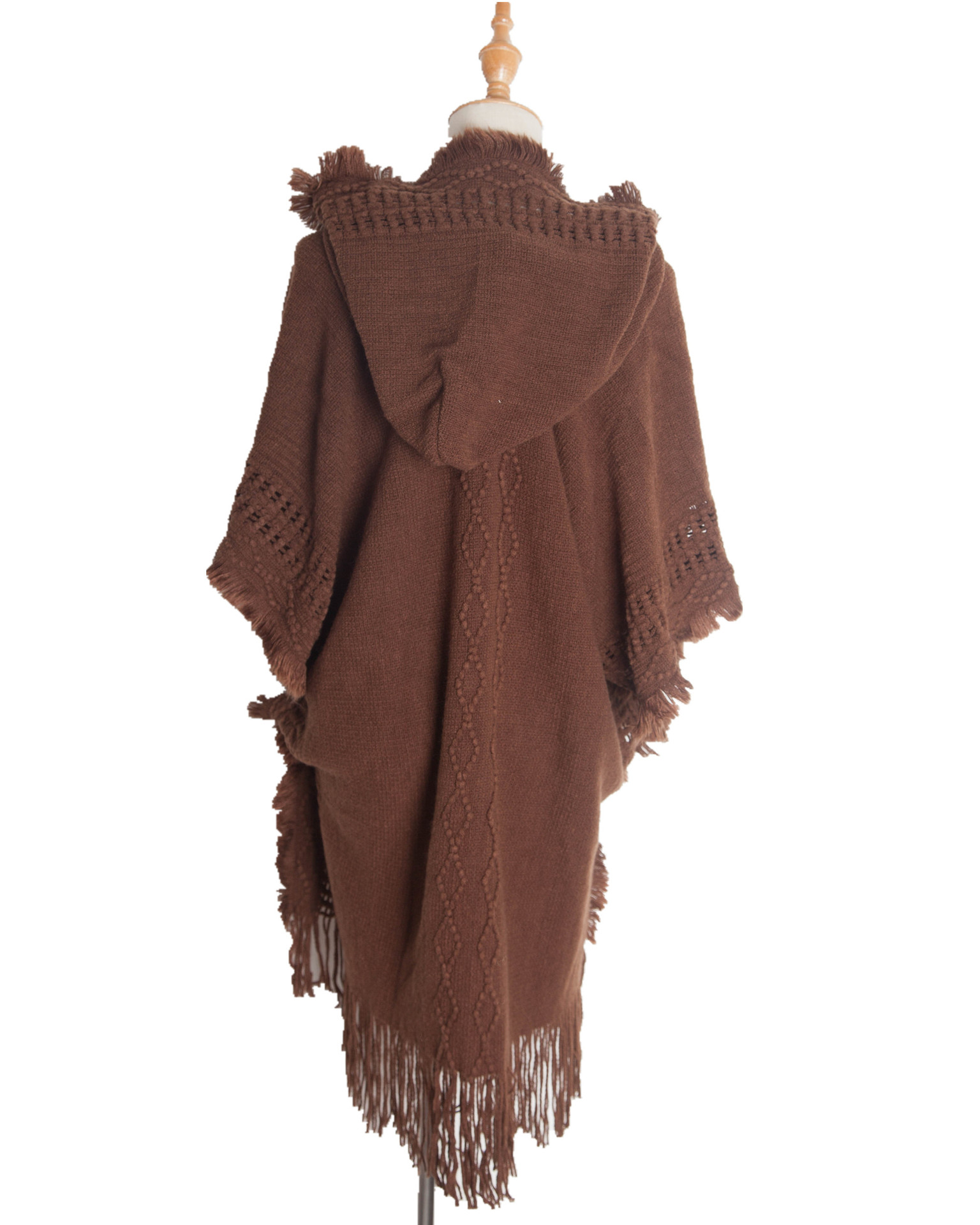 Unisex plášť Jarní a zimní pletený plášť s kapucí a knoflíky pro větší velikosti_voghion.com