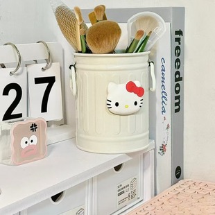 Ins Style Cute Cylinder Wrought Iron Pen Container Japanese Style Girl's Heart Living Room Ornaments Office Student Stationery Storage Bucket