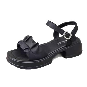 Sandalias de viento de hadas de fondo grueso para mujeres 2026 verano nuevo estilo de alta gama dulce de cuero suave sandalias de playa de una palabra