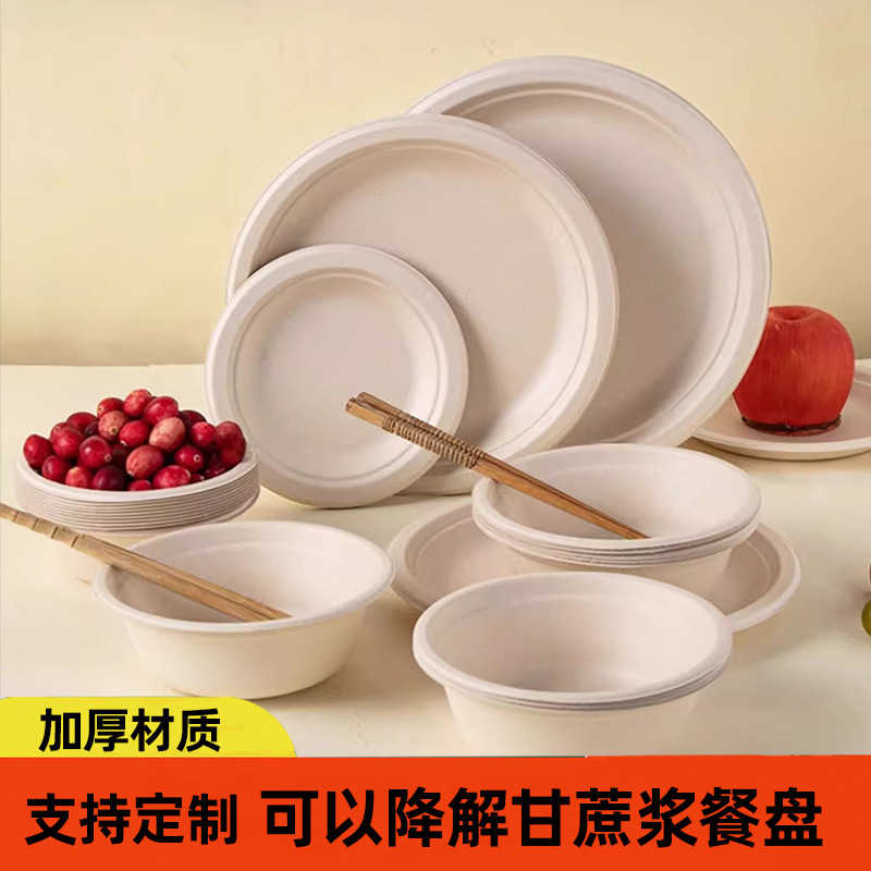 Disposable Paper Plate Thickened 10 Pack Degradable Sugarcane Pulp Party Barbecue Disposable Plate Painting Plate Disposable Paper Plate Thickened 10 Pack Degradable Sugarcane Pulp Party Barbecue Disposable Plate Painting Plate