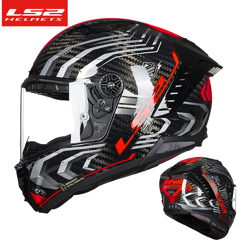 LS2 fibra de carbono casco de la motocicleta de los hombres y las mujeres de carreras de motos casco completo Four Seasons universal verano trueno Feng FF805