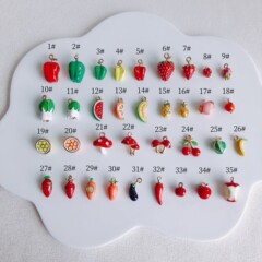 田園風野菜果物イチゴスイカチェリーペンダントイヤリングアクセサリーDIYビーズ素材DIYジュエリー