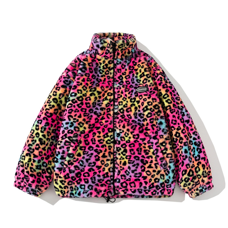 Men's Clothing 24 Winter Large Size Lazy Tie Dye Plush Thickened Retro Hip Hop Couple Clothes Korean Stand up Collar Cotton Clothes_voghion.com