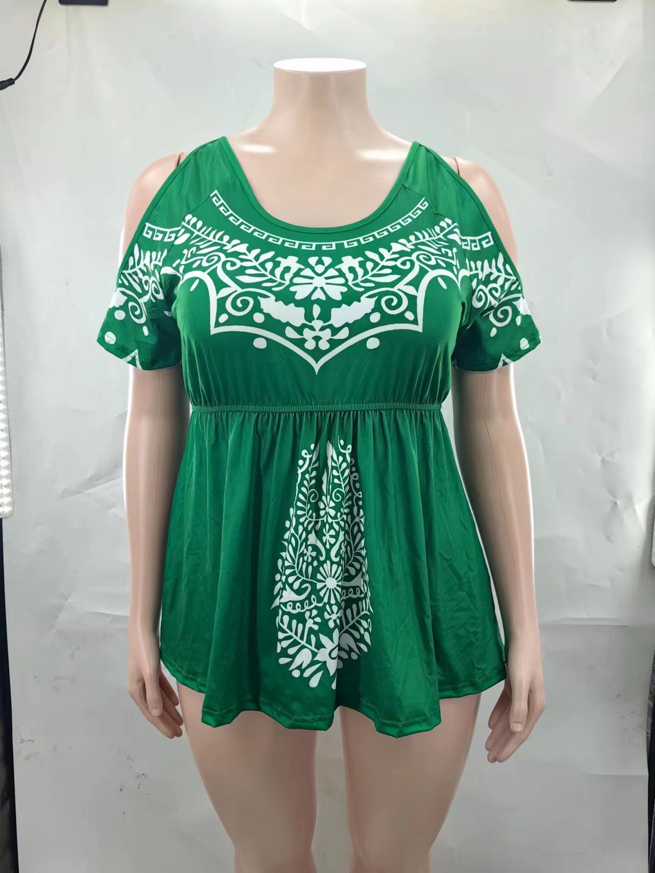 191g Weight Short Sleeve Sleeve Length Raglan Sleeve Sleeve Type Spandex, Polyester Fabric Type Long Top Length T-shirt Tops Type Holiday, Daily Occasion U Neck Neckline Slim Fit Type Printing Pattern Summer, Spring Season Printing Design Vacation, Ethnic Style Style T-shirt Short Sleeve Plus Size Tops Printing Vacation Ethnic Style Printing 9