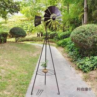 Wrought Iron Flower Stand Floor-Standing Climbing Vine Succulent Potted Plant Storage Rack Multi-Functional Rotatable Windmill Garden Decoration Metabo