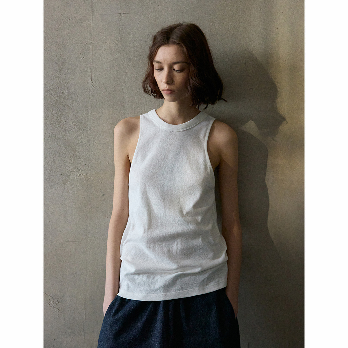 [Contact a Few] Pure Cotton Basic Versatile Work Clothing Texture Snowflake Pattern Tank Inner Vest Top for Women M8483