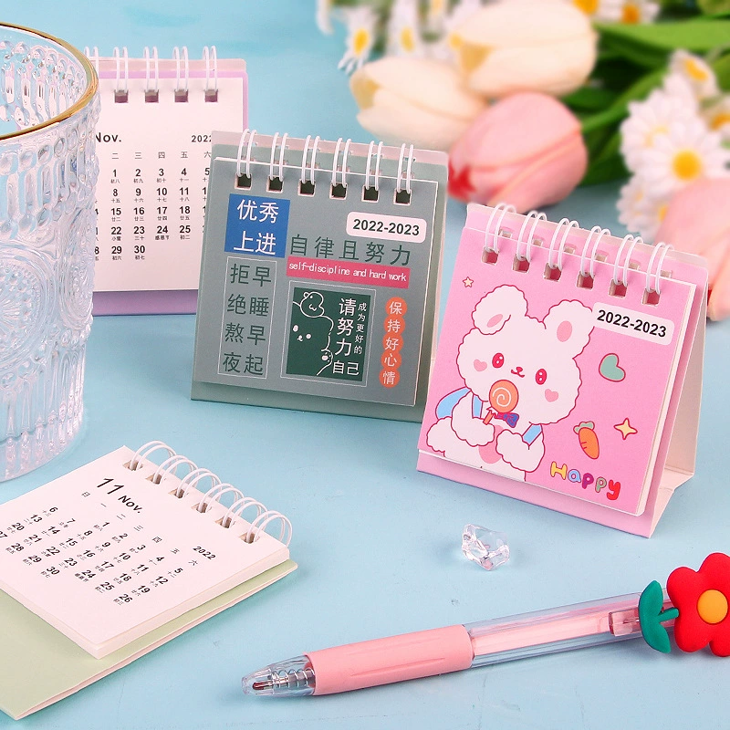 Cartoon small cute fresh desk calendar for elementary school students, handheld notebook