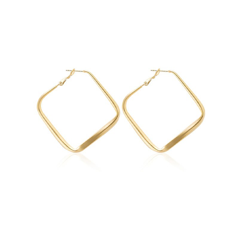 Exaggerated Geometric Square Earrings 925 Silver Needle Jewelry_voghion.com