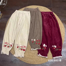 2025冬季新款女下装哈伦裤日系九分裤百搭高腰女裤灯芯绒森系裤子