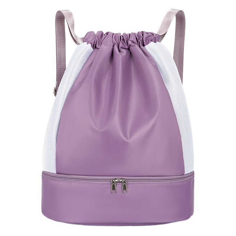 Mochila con cordón, bolsa de viaje para fitness de gran capacidad, separación de ropa seca y húmeda, bolso informal de tela Oxford, mochila para pantalones con bolsillo con solapa y cordón de corta distancia