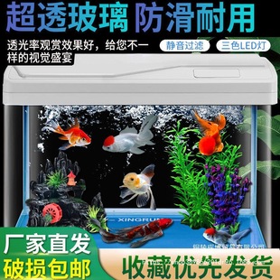 Living Room Small Glass Goldfish Tank Fish Tank Without Water Change Lighting Landscaping Silent Oxygenation Circulating Aquarium Desktop