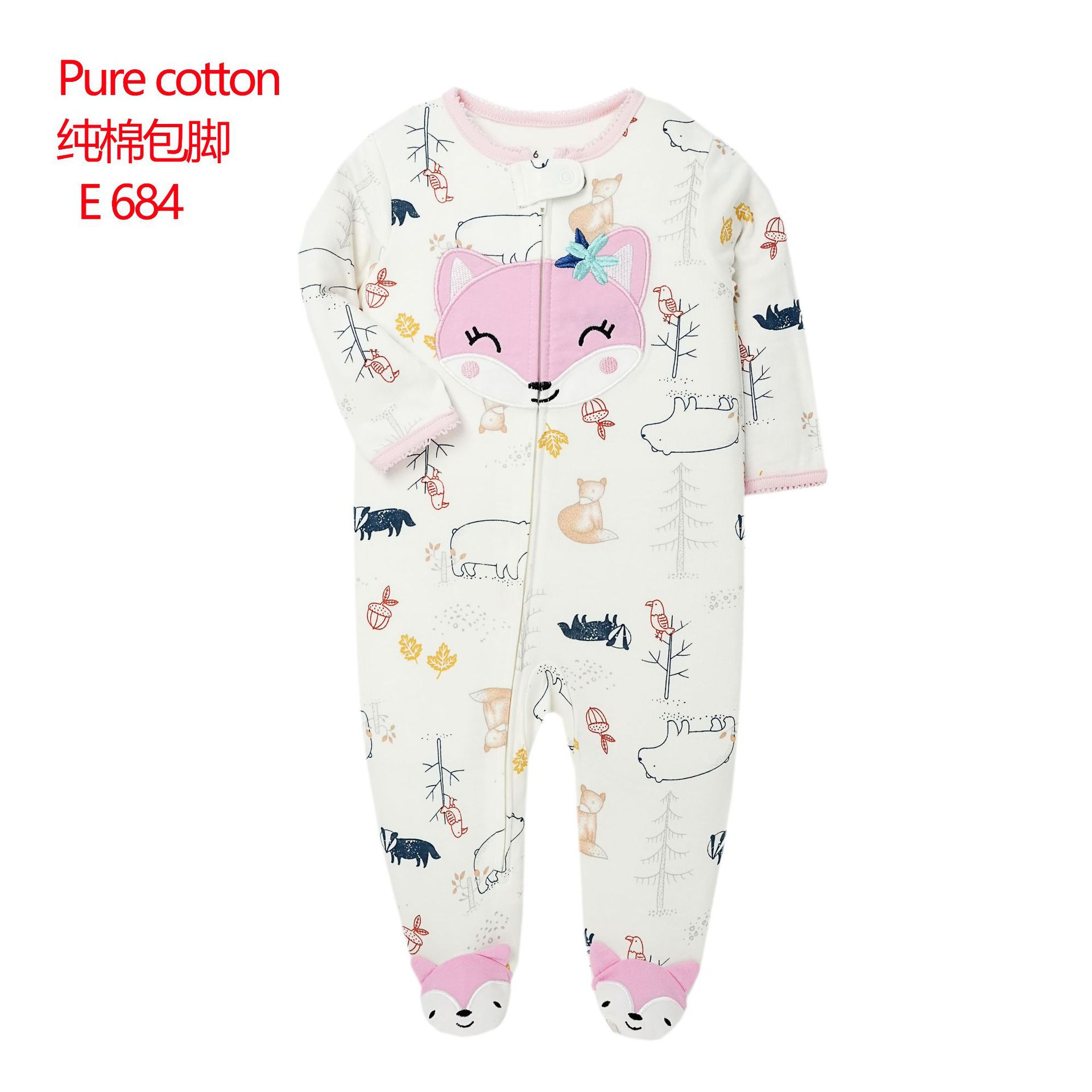 Export Baby Foot-Covering Crawling Clothes, Four-Season Home Clothes, Baby Pajamas Exclusively for Amazon