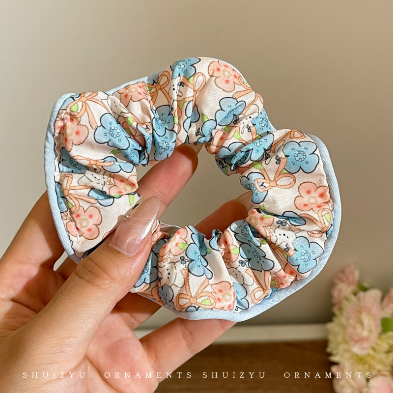 Accesorio para el cabello de estilo francés para mujer, pañuelo cuadrado simple, coletero de gran tamaño con ribete de encaje.