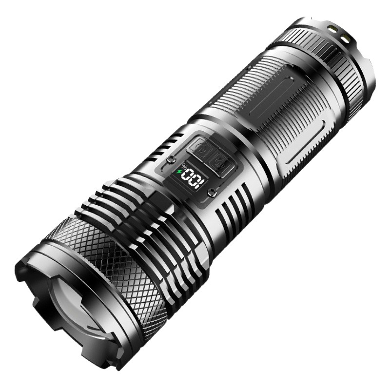 Linterna láser acampar al aire libre luz fuerte proyector remoto tipo-C carga rápida LED luz trasera telescópica zoom linterna