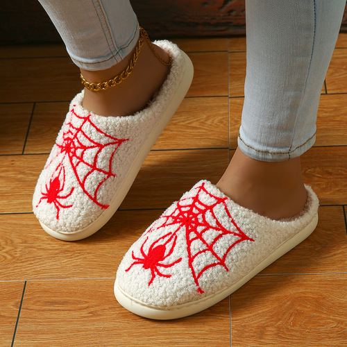 New Halloween Spider Cartoon Warm Winter Cotton Slippers for Men and Women, Couple Home Interior Cotton Slippers Wholesale