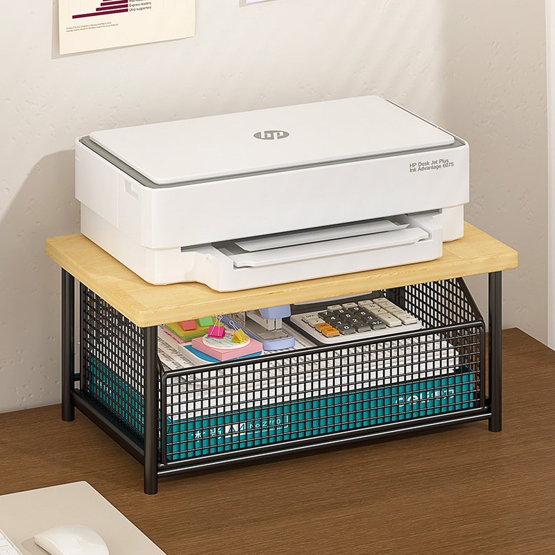 Printer Storage Rack, Small Double-Layer Copier Stand, Office Desktop Storage Shelf, Desk Bookshelf