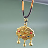 Fashionable retro necklace, ethnic pendant, Chinese style, ethnic style, longevity lock