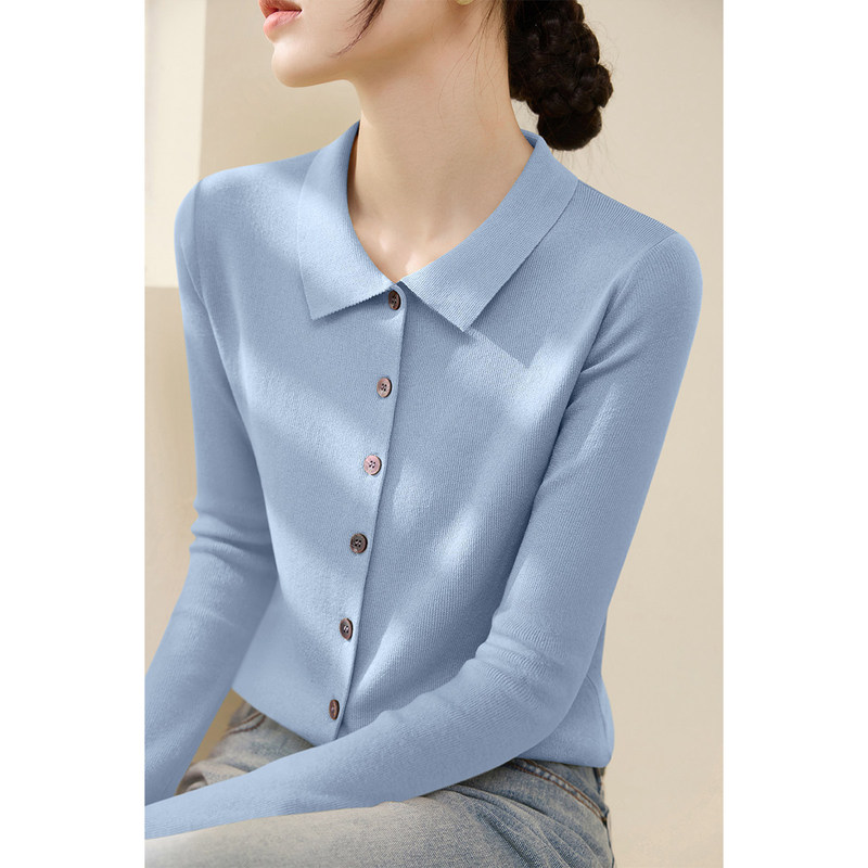 Autumn long-sleeved versatile stylish top for women, Korean-style new slim-fit elegant knitted cardigan Autumn long-sleeved versatile stylish top for women, Korean-style new slim-fit elegant knitted cardigan
