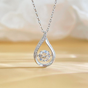 S925 Sterling Silver Pendant Moissanite Necklace for Women, Water Drop Light Luxury French Style, Dynamic Mature Temperament, High-End Collarbone Chain