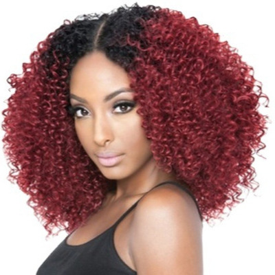 Cross border Fiber Wig Hair Extension Europe and America Wig Curls Gradient color Wig 1B/BUG hair bundle