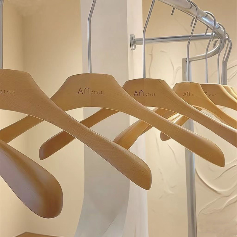 服装店衣架原木色进口榉木清漆防滑实木ins风衣挂韩国APM衣撑|undefined