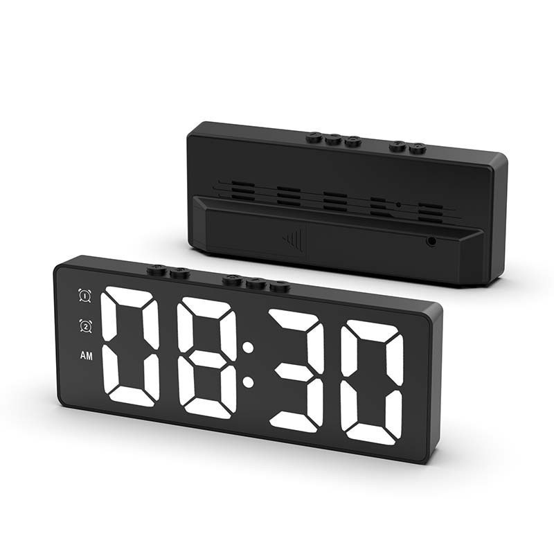 越境販売推奨 LEDミラー電子目覚まし時計 USB/電池両用 スマート音声制御時計 学生向け|undefined