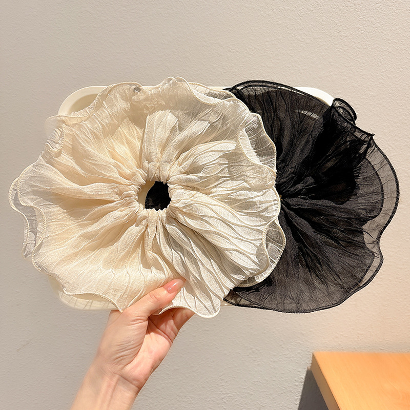 Primavera y verano coreanos plegado anillo de cabello colostal de alto nivel cuerda de cabello flor de cabello versátil simple cuerda de cabello colostal de cerdo