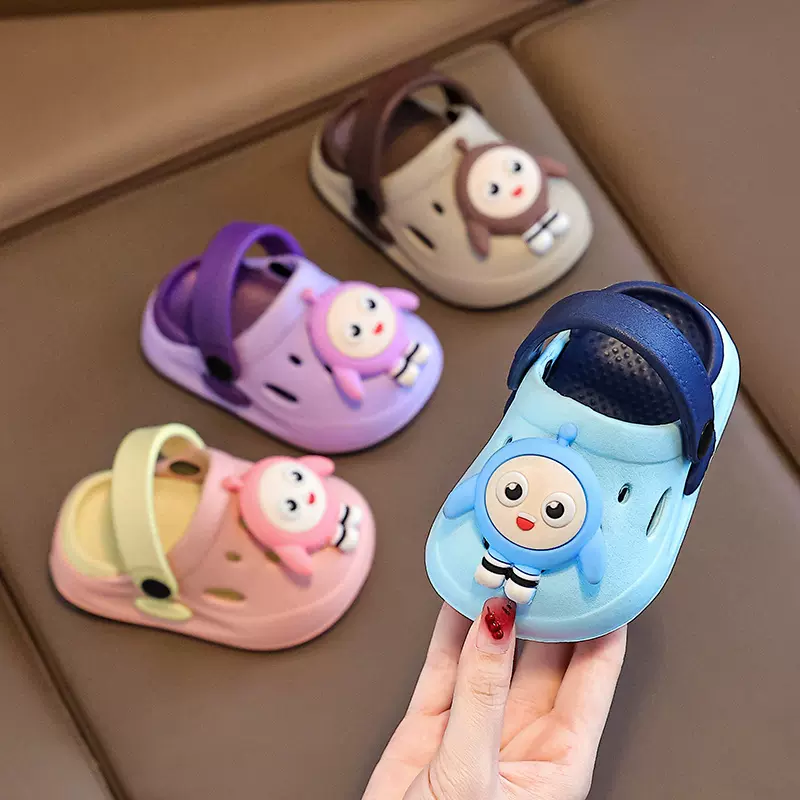 儿童夏季EVA凉拖鞋女童卡通宝宝软底包头居家小童防滑洞洞鞋男童