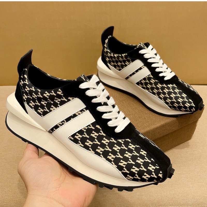 2025 New Thick-Soled Forrest Gump Shoes Men's Genuine Leather Ny Dad Shoes Men's Trbottomy Brand Men's Shoes Fashionable High-Bottom Shoes